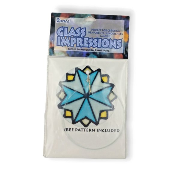Darice Glass Impressions Geometric Design 3 inch Round Glass Blank DIY Ornament - Picture 1 of 2